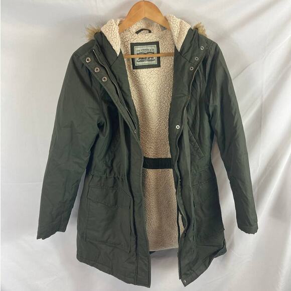 Levis Hooded faux fur trim fishtale parka jacket size medium - Picture 3 of 9